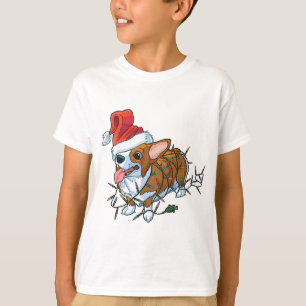 Camiseta Luces de Navidad del navidad del perrito del Corgi
