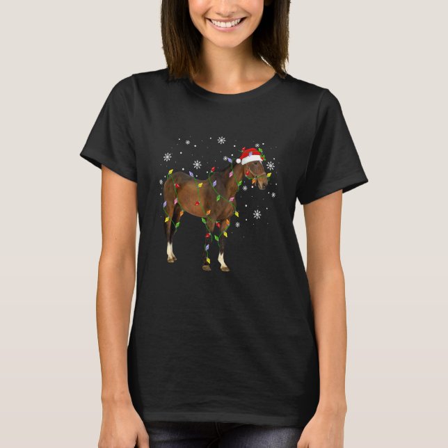 Camiseta Luces de Navidad para Caballo Gorro de Santa Diver (Anverso)