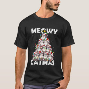Camiseta Luces De Navidad Para Gatos Árbol De Navidad Meowy
