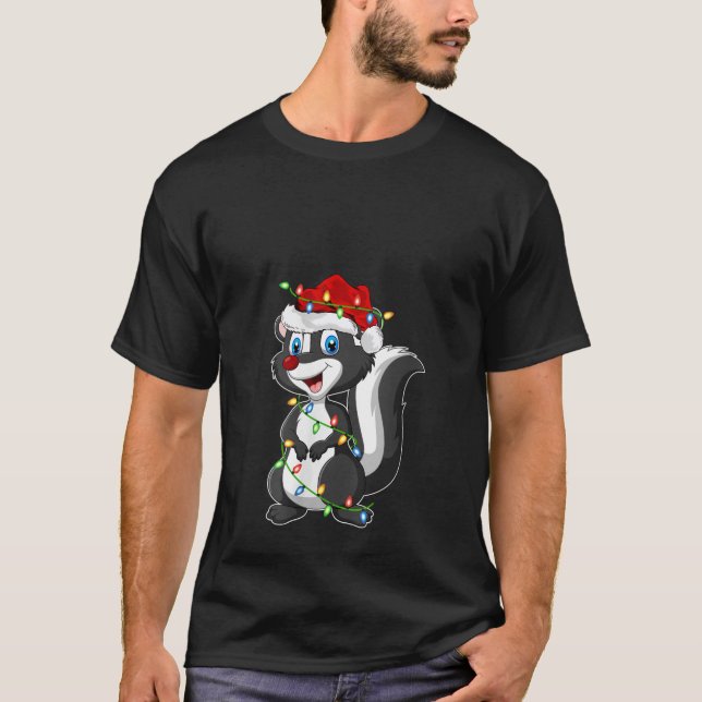 Camiseta Luces de Navidad para Mujeres Gorro de Santa Mofet (Anverso)