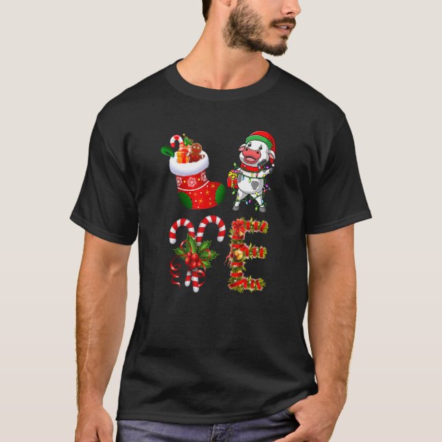 Camiseta Luces de Navidad para Vaca Lechera Led Gorro de Sa (Anverso)