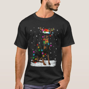 Camiseta Luces de Navidad Perro Doberman Pinscher Reno Cier