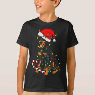 Camiseta Luces de Navidad Perro Doberman Santa Xmas Perro L