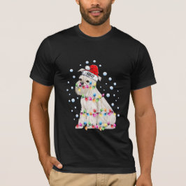 Camiseta Luces de Navidad Perro Schnauzer Miniatura Cachorr