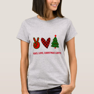 Camiseta Luces de Navidad Personalizadas Paz Amor Rojo Verd