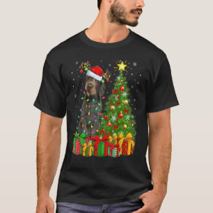 Camiseta Luces de Navidad Pointer de Pelo Cargado Alemán Na