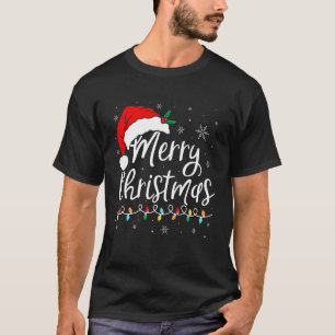 Camiseta Luces de Navidad Sombrero de Santa Navidad Familia