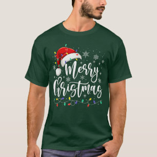 Camiseta Luces de Navidad Sombrero de Santa Rojo Navidad Fa