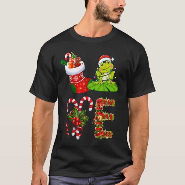 Camiseta Luces de Navidades de Rana de Amor Dieron Santa Ha (Anverso)