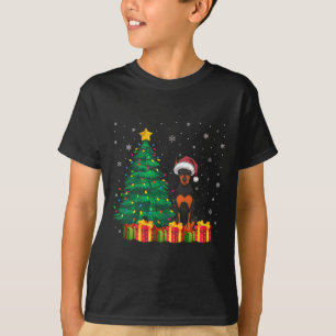 Camiseta Luces de Navidades de Sombrero de Pinscher Pinsche