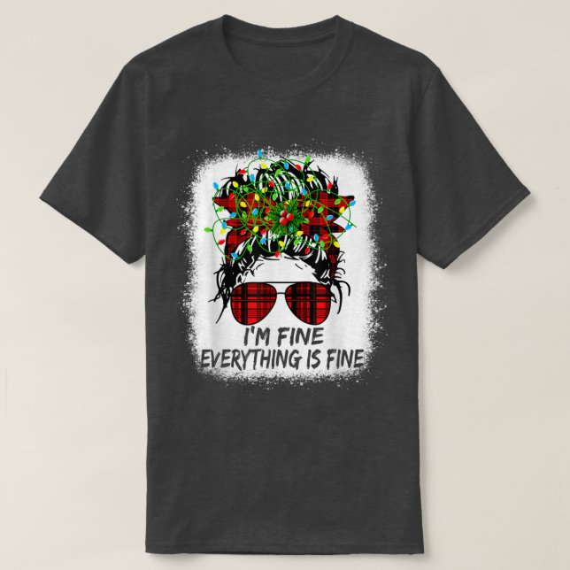 Camiseta Luces de navidades Estoy bien, todo está bien. (Diseño del anverso)