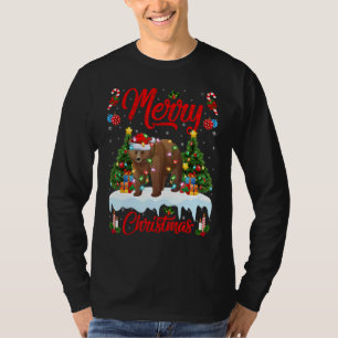 Camiseta Luces de oso pardo árbol de navidad Santa Grizzly