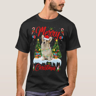 Camiseta Luces de perro Corgi árbol de Navidad Santa Corgi