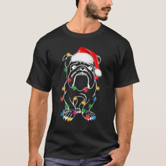 Camiseta Luces de perro inglés de Navidad sombrero de Santa