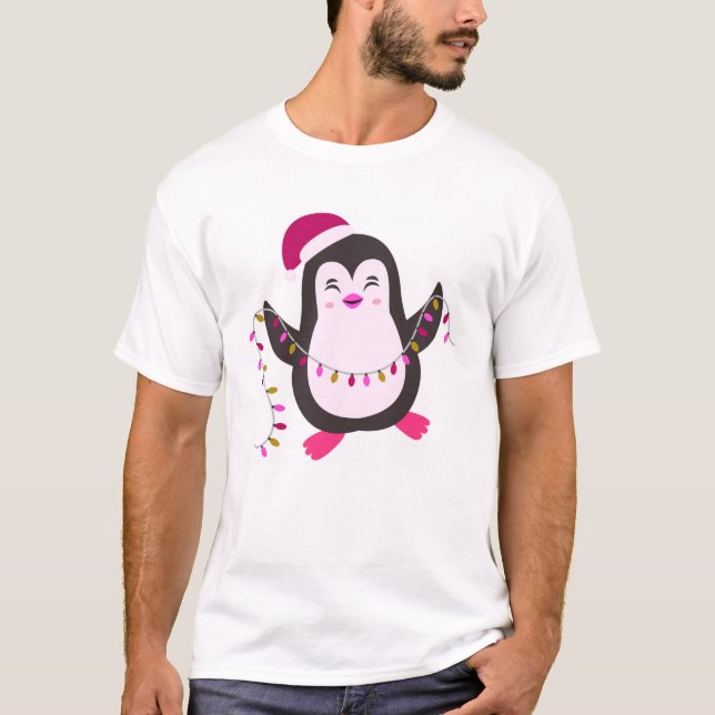 Camiseta “Luces de pingüino de Navidad lindas”  ✨  (Anverso)