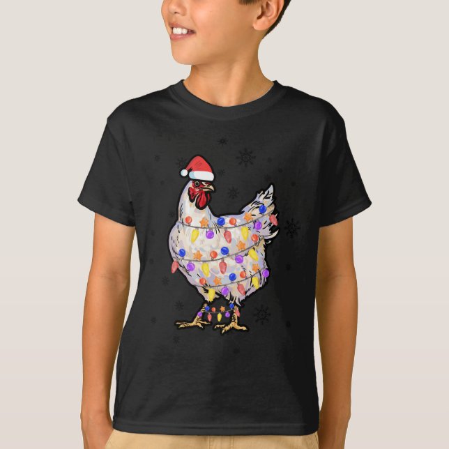 Camiseta Luces de pollo con Navidades de Santa Hat Pajamas  (Anverso)