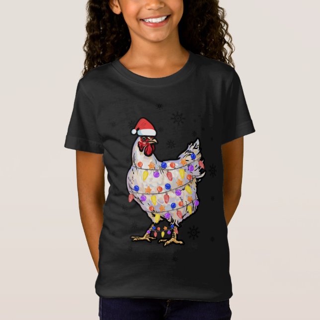 Camiseta Luces de pollo con Navidades de Santa Hat Pajamas  (Anverso)