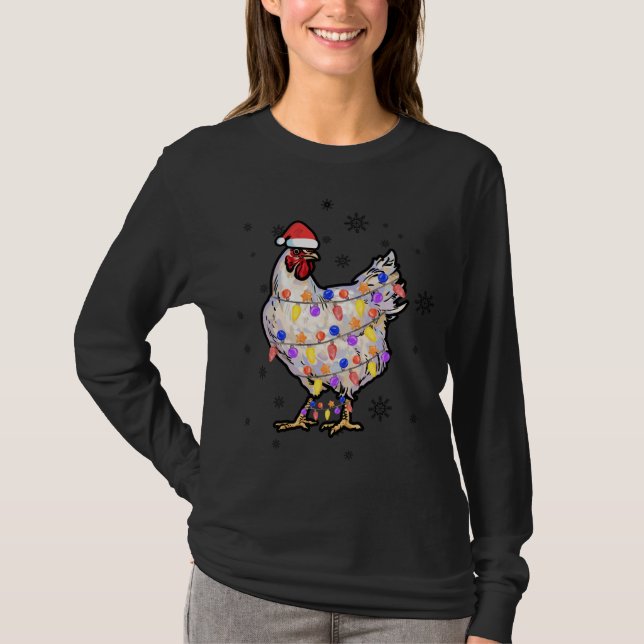 Camiseta Luces de pollo con Navidades de Santa Hat Pajamas  (Anverso)