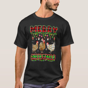 Camiseta Luces de pollo de Navidad alegre Cuadro de Buffalo