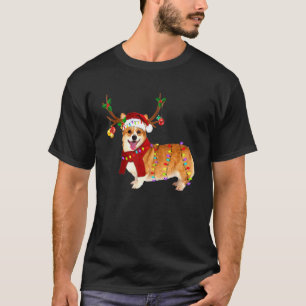 Camiseta Luces de Reno de Corgi de Santa Navidad