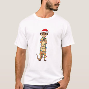 Camiseta Luces de sombrero de Santa suricata Divertido amor