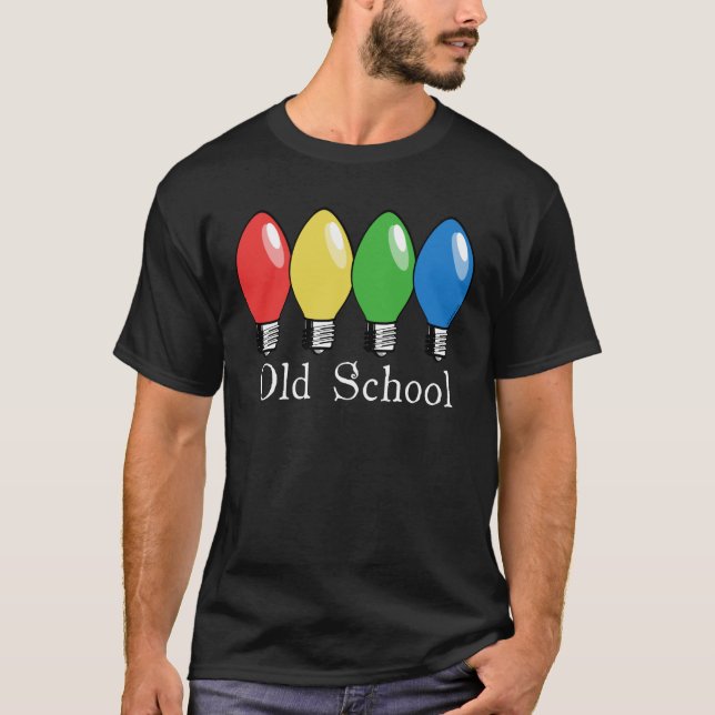 Camiseta Luces del árbol de navidad de la escuela vieja (Anverso)