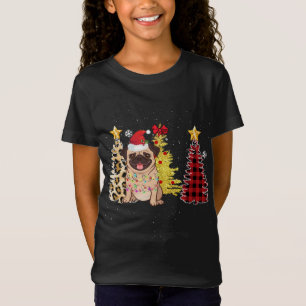 Camiseta Luces del árbol de navidad de Santa Pug