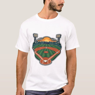 Camiseta Luces del Estadio del Campo de Béisbol al Atardece