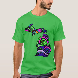 Camiseta Luces del Norte Michigan Aurora Colores y Noche S