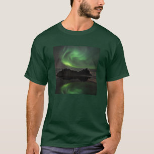 Camiseta Luces del Norte   Playa Vestrahorn Hofn, Islandia
