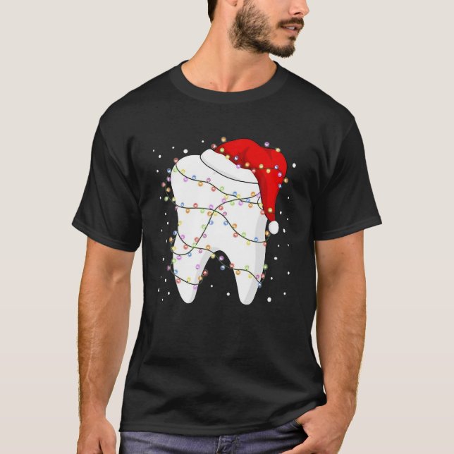 Camiseta Luces Didentales Santa Hat Navidades Dentist Denta (Anverso)