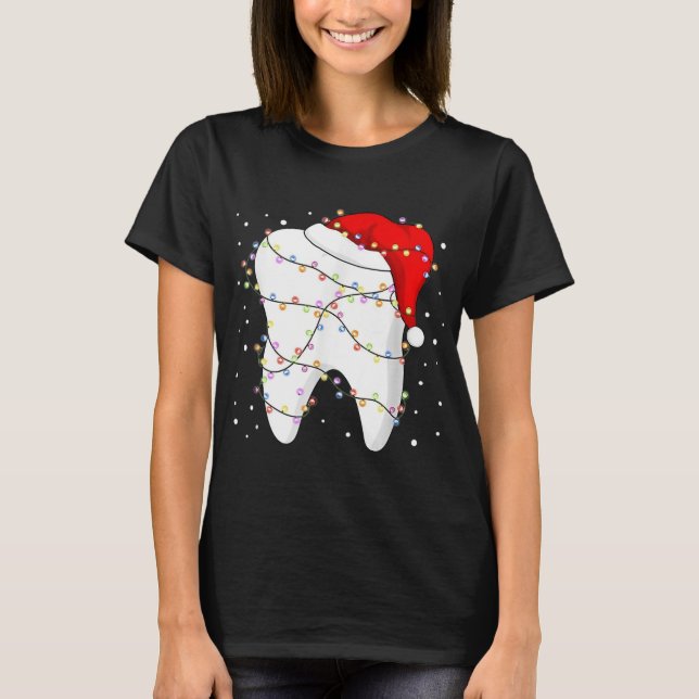 Camiseta Luces Didentales Santa Hat Navidades Dentist Denta (Anverso)