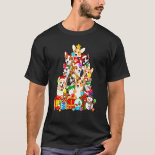 Camiseta Luces divertidas de árbol de Navidad de Corgi Cach