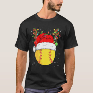 Camiseta Luces divertidas de los Navidades Santa Hat reno d