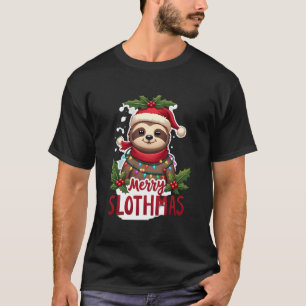 Camiseta Luces Divertidas de Navidad de Perezoso Feliz Navi