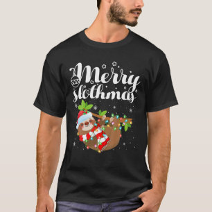 Camiseta Luces Divertidas de Navidad de Perezoso Feliz Navi