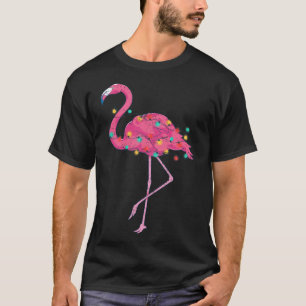 Camiseta Luces Divertidas de Navidad Flamenco Rosa Tropical