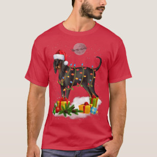 Camiseta Luces divertidas de Navidades de perros negros y m