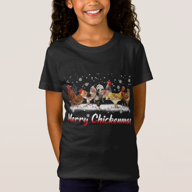 Camiseta Luces divertidas de Navidades de pollo - Feliz Nav (Anverso)