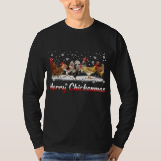Camiseta Luces divertidas de Navidades de pollo - Feliz Nav