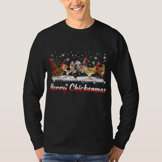 Camiseta Luces divertidas de Navidades de pollo - Feliz Nav (Anverso)