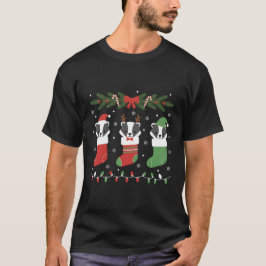 Camiseta Luces divertidas de tejón mielero de Navidad