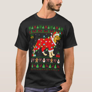 Camiseta Luces feas de Navidad Santa Perro Pastor Alemán Na