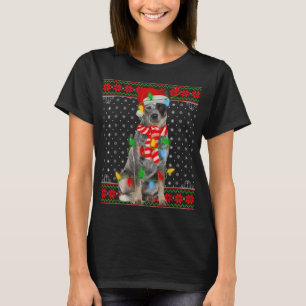 Camiseta Luces feas de perro de Navidad sombrero de Santa p