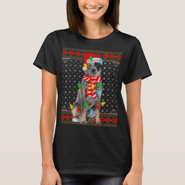 Camiseta Luces feas de perro de Navidad sombrero de Santa p (Anverso)