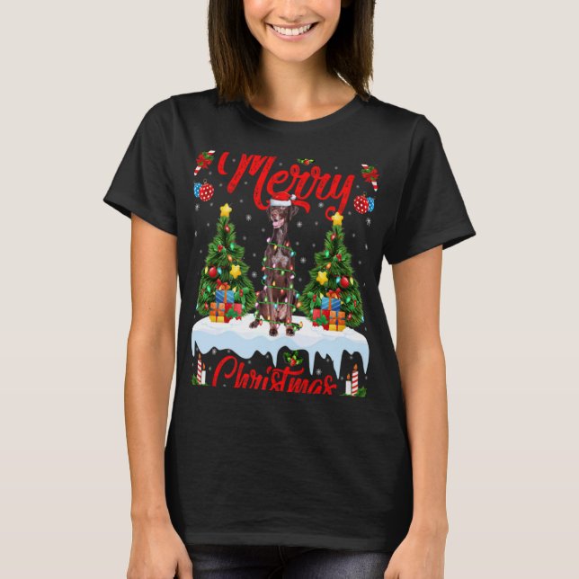 Camiseta Luces Inter Perro Árbol Navidad Santa Inter Perro  (Anverso)