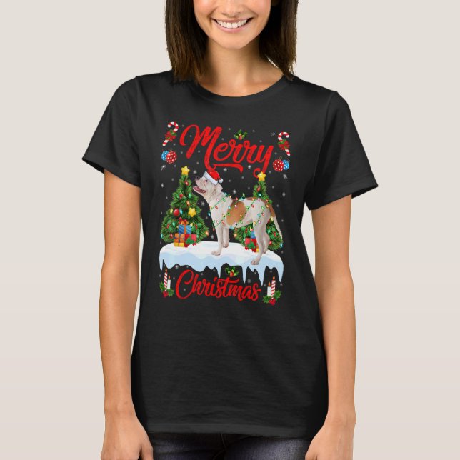 Camiseta Luces Navidades del Bulldog Santa American Tree de (Anverso)