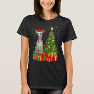 Camiseta Luces Navideñas de Navidad Santa Whippet Perro Nav