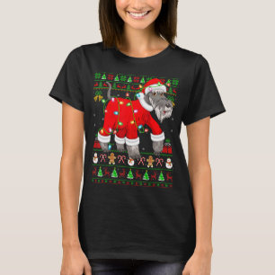Camiseta Luces Navideñas Feas Perro Santa Schnauzer Navidad