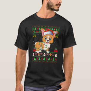 Camiseta Luces Navideñas Feas Santa Perro Corgi Galés Navid